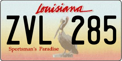 LA license plate ZVL285