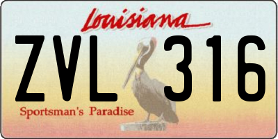 LA license plate ZVL316