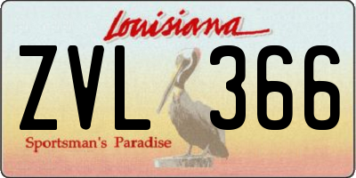 LA license plate ZVL366