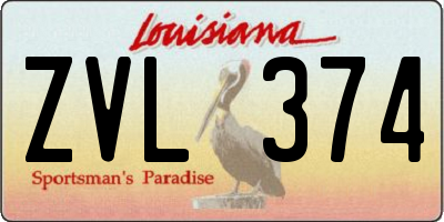 LA license plate ZVL374