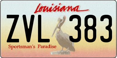 LA license plate ZVL383