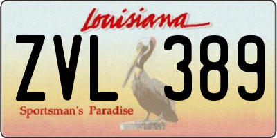 LA license plate ZVL389