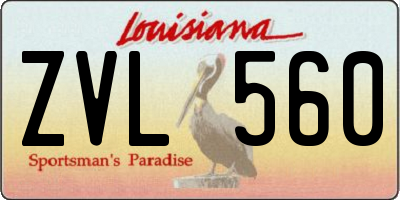 LA license plate ZVL560