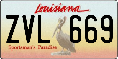 LA license plate ZVL669