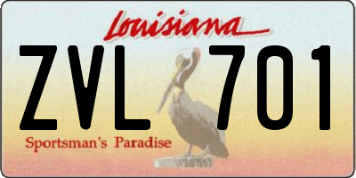 LA license plate ZVL701