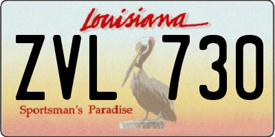 LA license plate ZVL730