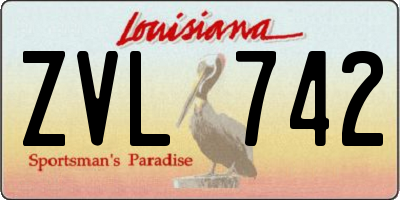LA license plate ZVL742