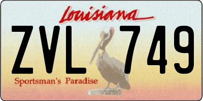 LA license plate ZVL749