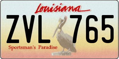 LA license plate ZVL765