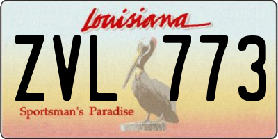 LA license plate ZVL773