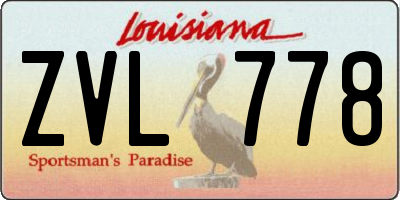 LA license plate ZVL778