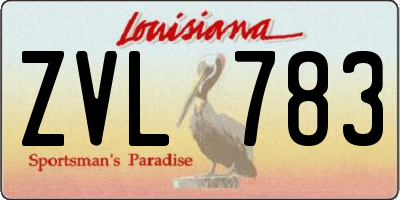 LA license plate ZVL783