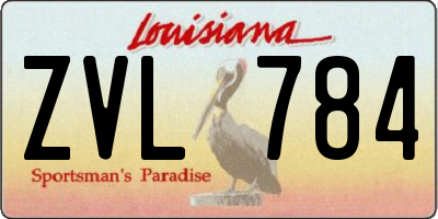 LA license plate ZVL784
