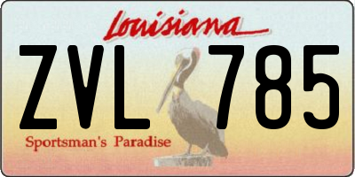 LA license plate ZVL785