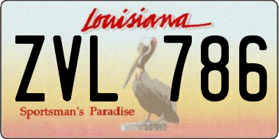 LA license plate ZVL786