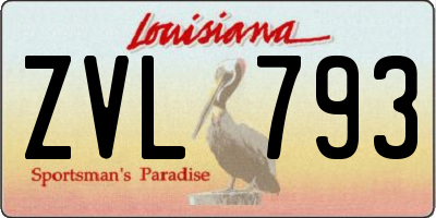 LA license plate ZVL793