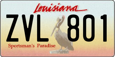 LA license plate ZVL801