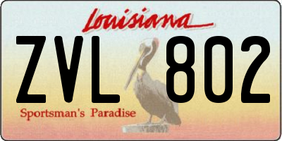 LA license plate ZVL802