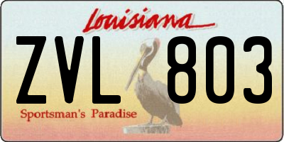 LA license plate ZVL803