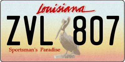 LA license plate ZVL807