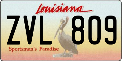 LA license plate ZVL809
