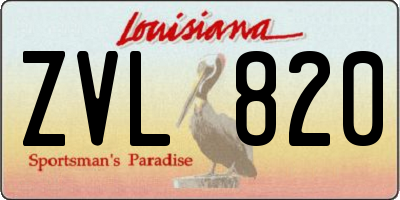 LA license plate ZVL820