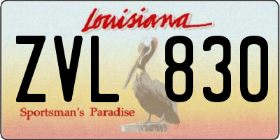 LA license plate ZVL830