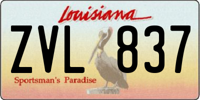 LA license plate ZVL837