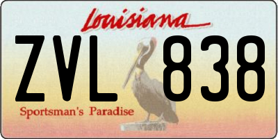 LA license plate ZVL838