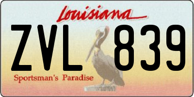 LA license plate ZVL839