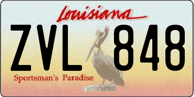 LA license plate ZVL848
