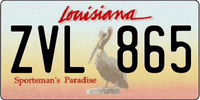 LA license plate ZVL865