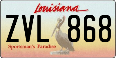 LA license plate ZVL868