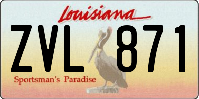 LA license plate ZVL871