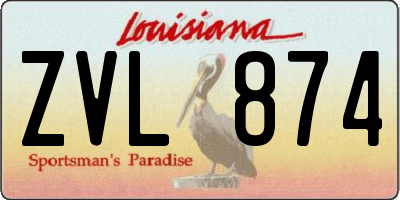 LA license plate ZVL874