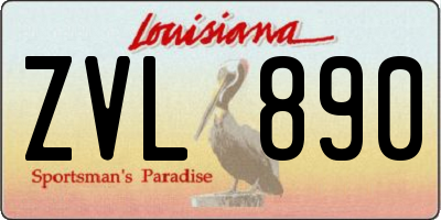 LA license plate ZVL890