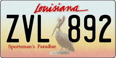 LA license plate ZVL892