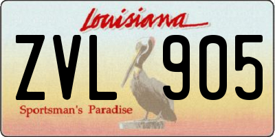 LA license plate ZVL905