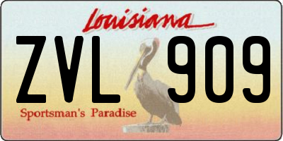 LA license plate ZVL909