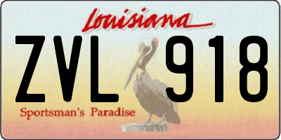 LA license plate ZVL918