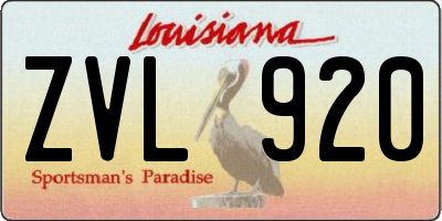 LA license plate ZVL920
