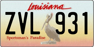 LA license plate ZVL931