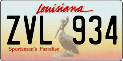 LA license plate ZVL934