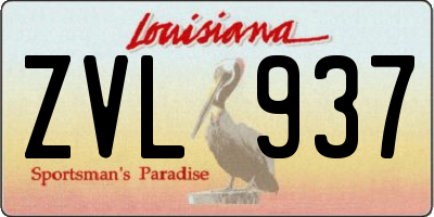 LA license plate ZVL937