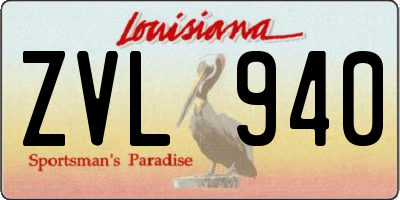 LA license plate ZVL940