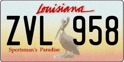 LA license plate ZVL958