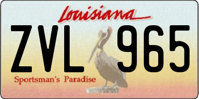 LA license plate ZVL965
