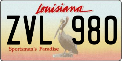 LA license plate ZVL980