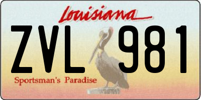 LA license plate ZVL981
