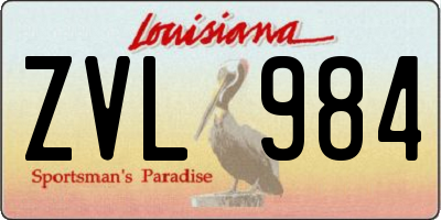 LA license plate ZVL984